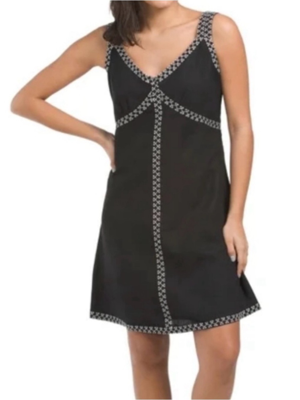 Rachel Zoe Black Shift Dress with White Contrast Stitching(size 10)